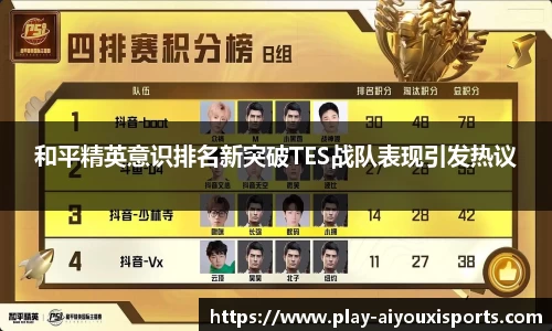 和平精英意识排名新突破TES战队表现引发热议